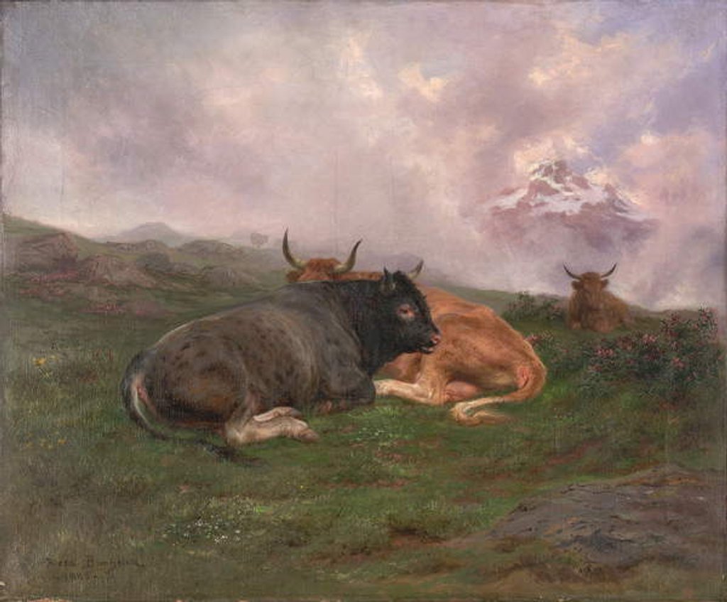 Detail of Cattle at Rest on a Hillside in the Alps, 1885 by Rosa Bonheur