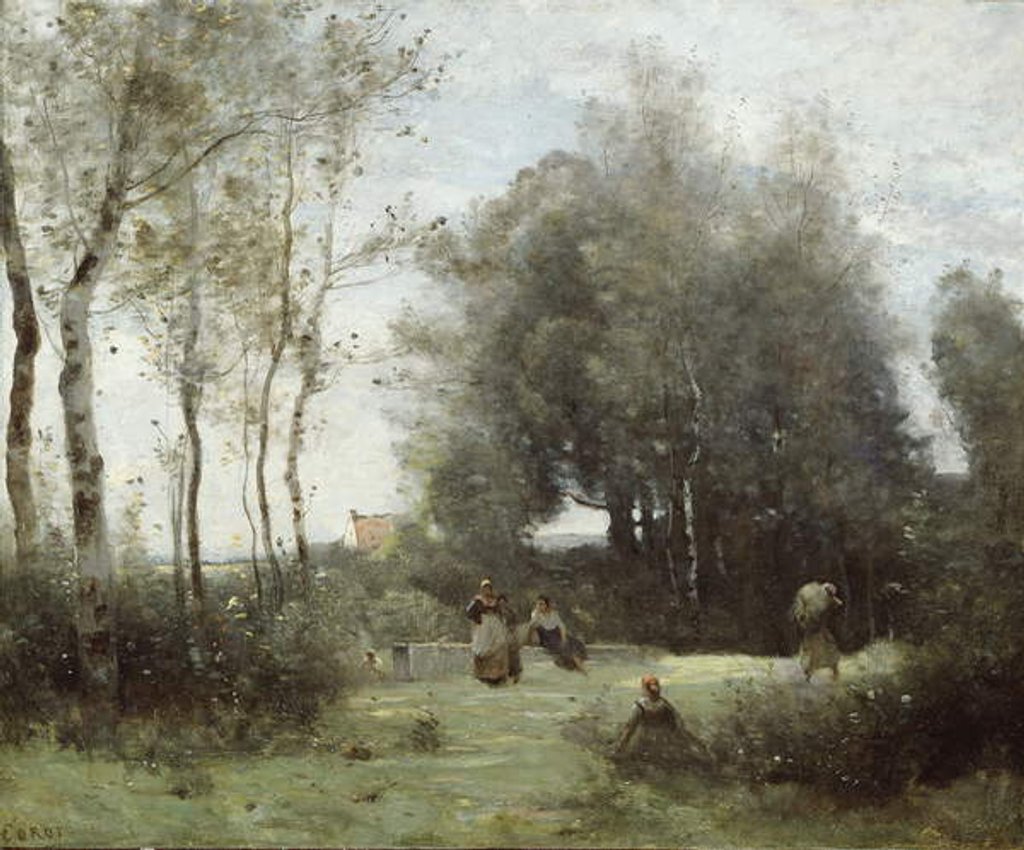 Detail of Arleux-Palluel, The Bridge of Trysts, 187172 by Jean Baptiste Camille Corot