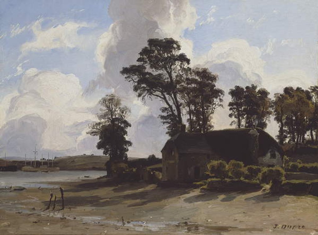 Detail of The Estuary Farm, 1830-35 by Jules Dupre