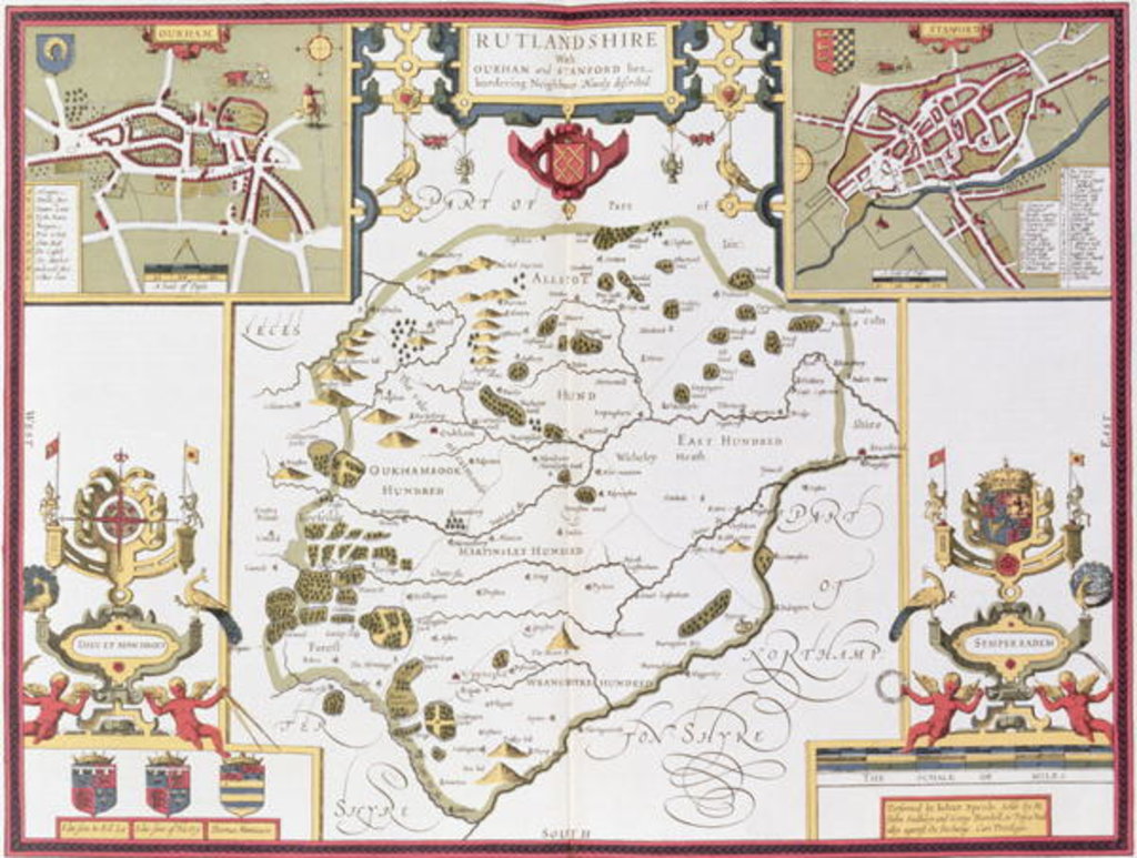 Detail of Rutlandshire with Oukham and Stanford by John Speed