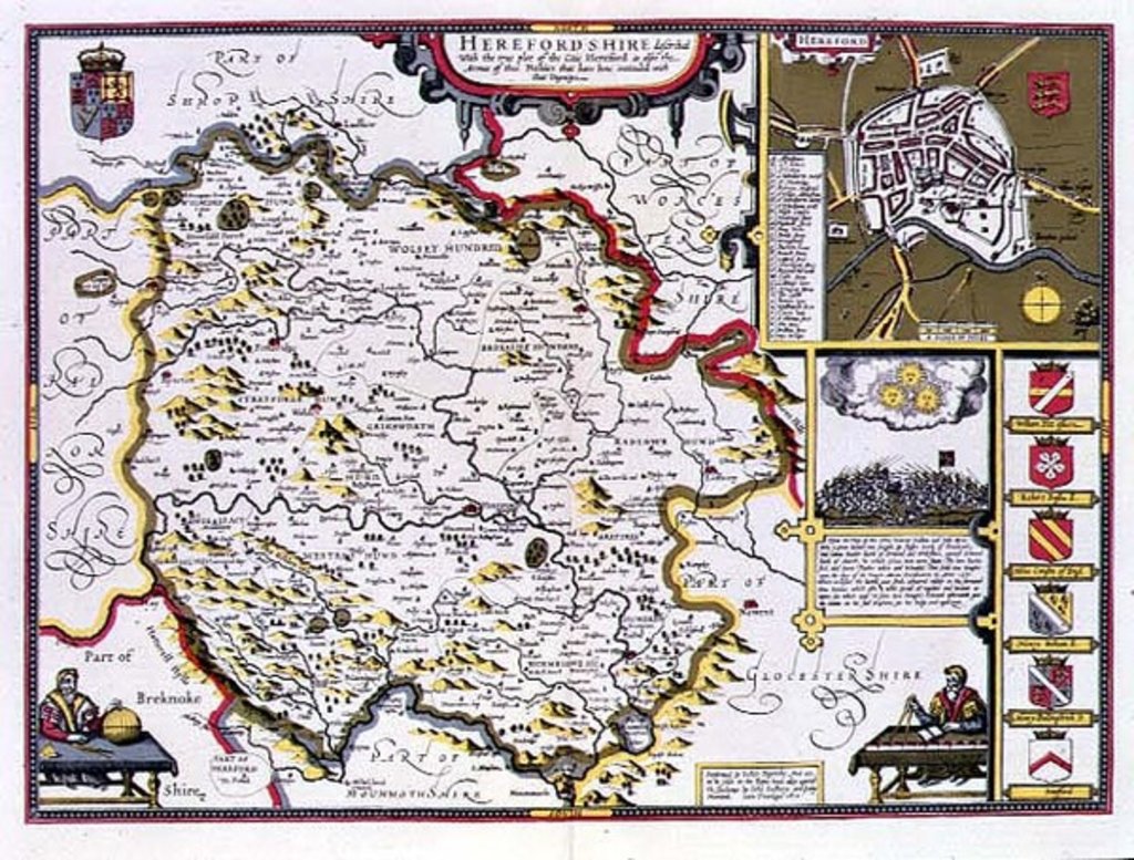 Detail of Herefordshire by John Speed