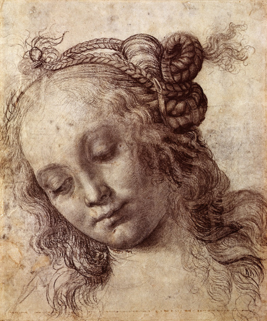 Detail of Woman Looking Down by Andrea del Verrocchio