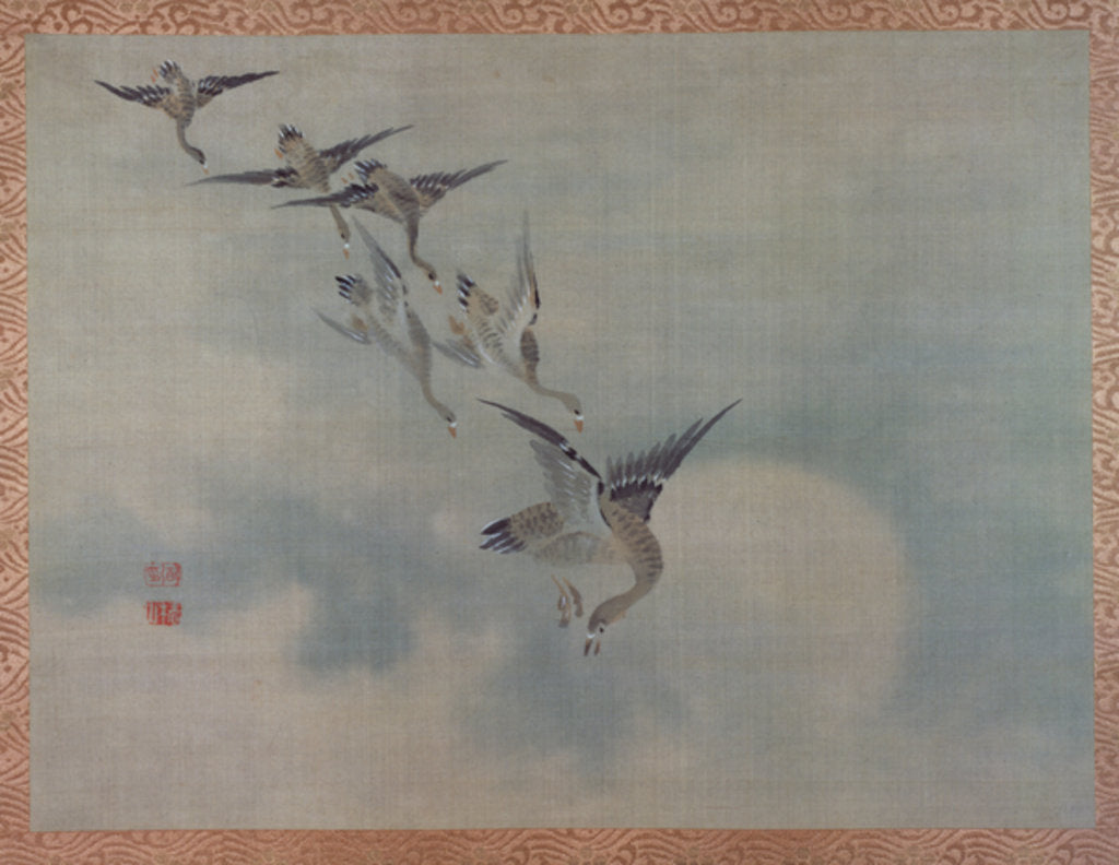 Detail of Flying Ducks, 1851 by Tsubaki Chinzan