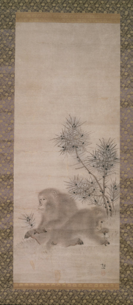 Detail of Monkeys with pine saplings and butterfly, c.1800 by Sosen Mori