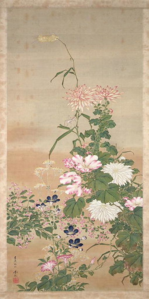 Detail of Flowers in autumn, 1826 by Abe Kan Torin