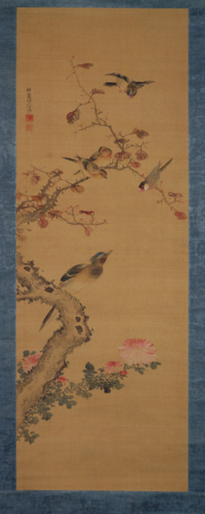Detail of Birds, flowers and trees, c.1800-22 by Gentai Sanjin