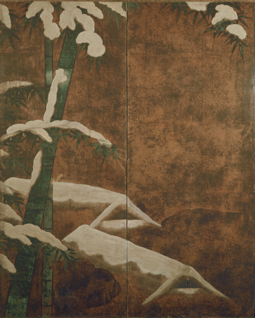 Detail of Bamboo in the snow, c.1600 by Mitsuyoshi (Kyuyoku) (1539-1613) Tosa