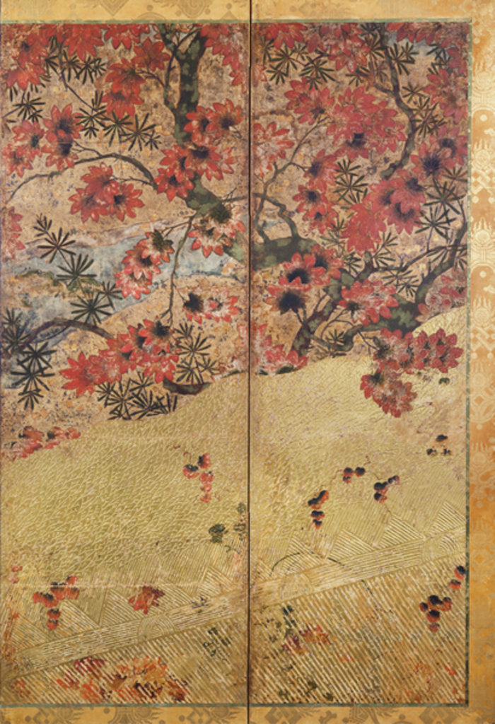 Detail of Plants of autumn, c.1550, by School Japanese