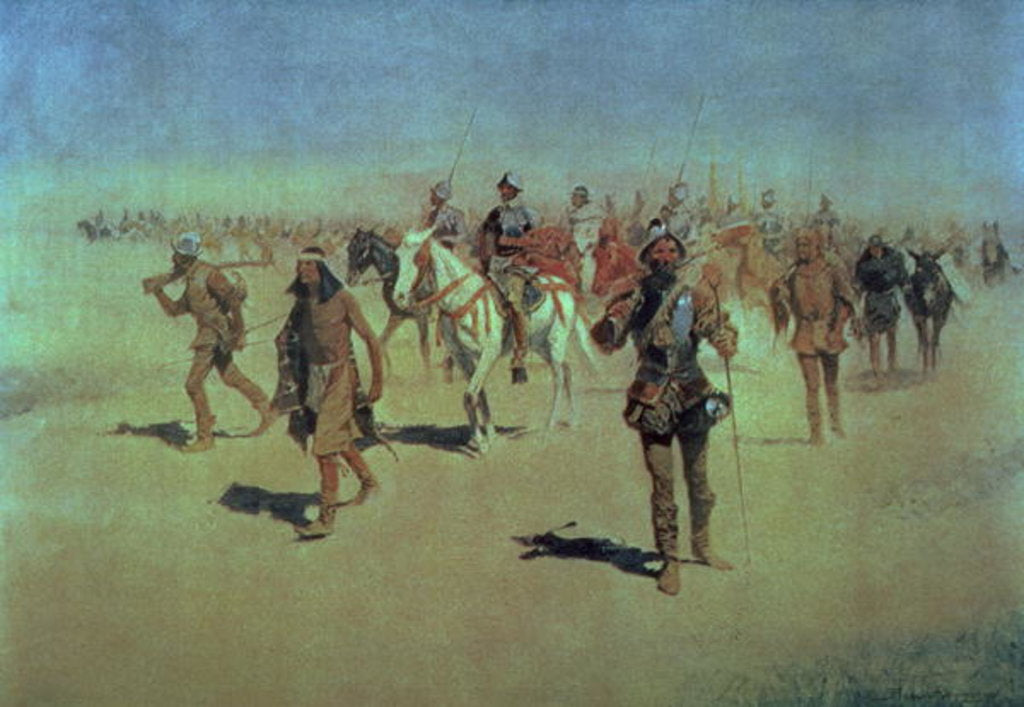 Detail of Francisco Vasquez de Coronado Making his Way Across New Mexico, 1905 by Frederic Remington