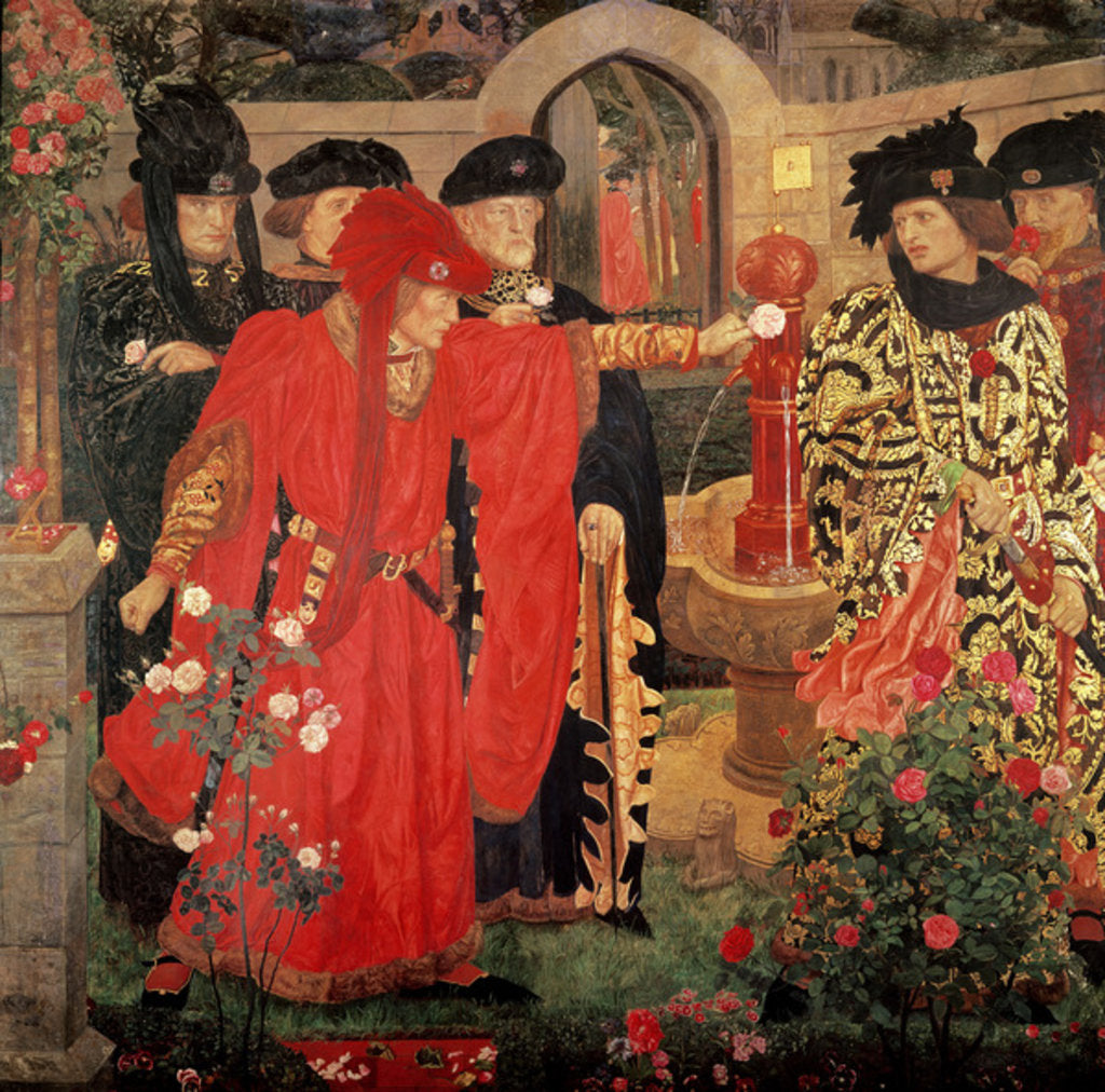 Detail of Plucking the Red and White Roses in the Old Temple Gardens, 1910 by Henry A. Payne