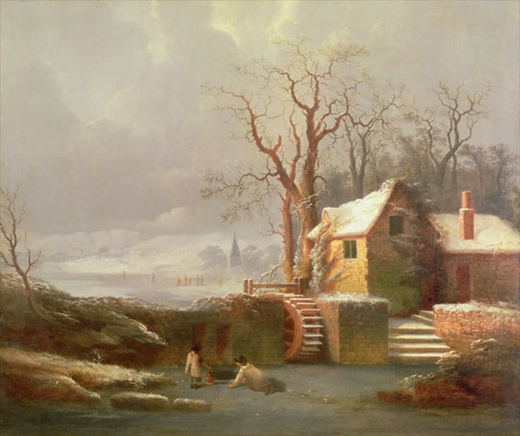 Detail of Snow Scene with Mill and Cottages by George of Chichester Smith