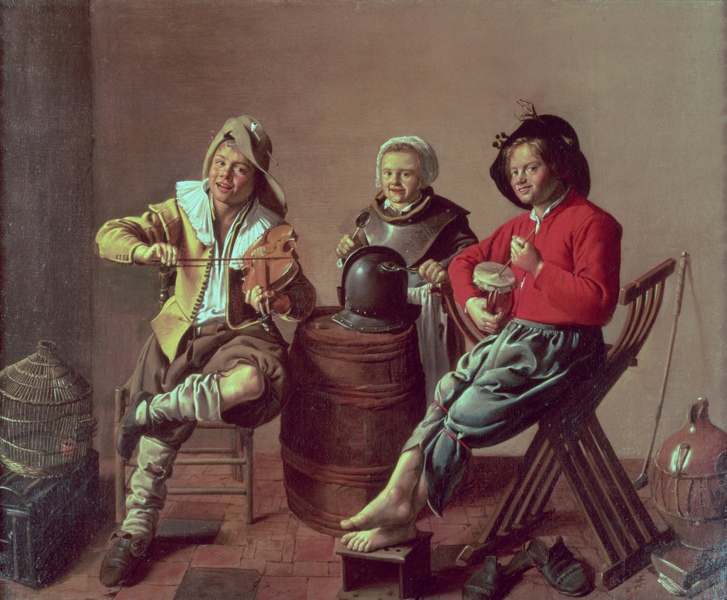 Detail of Two Boys and a Girl Making Music, 1629 by Jan Miense Molenaer