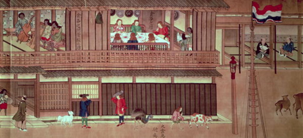 Detail of A domestic scene of a scroll) by Japanese School