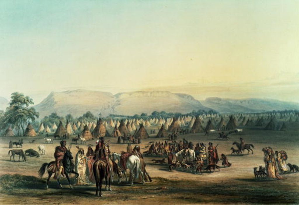 Detail of Camp of Piekann Indians by George Catlin