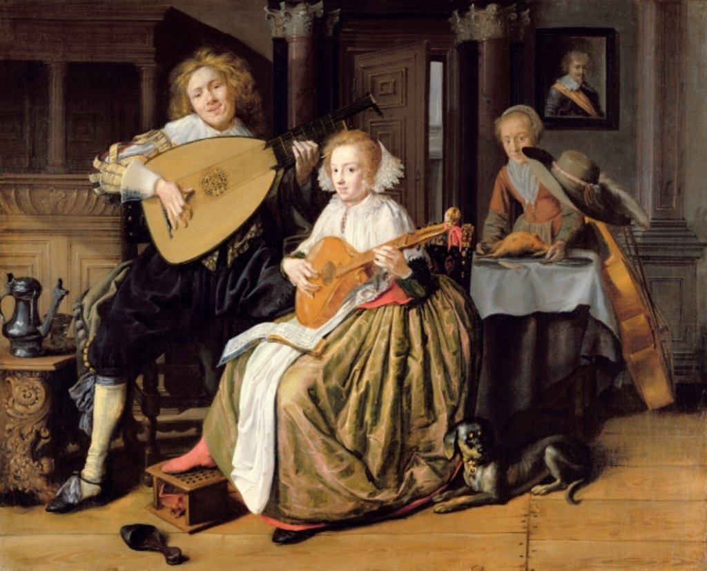 Detail of A Young Man Playing a Theorbo and a Young Woman Playing a Cittern, c.1630-32 by Jan Miense Molenaer