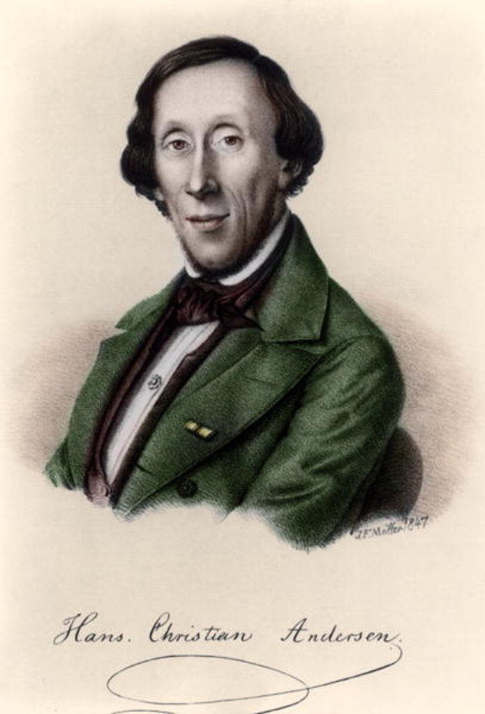 Detail of Portrait of Hans Christian Andersen by Johan Frederick (after) Moller