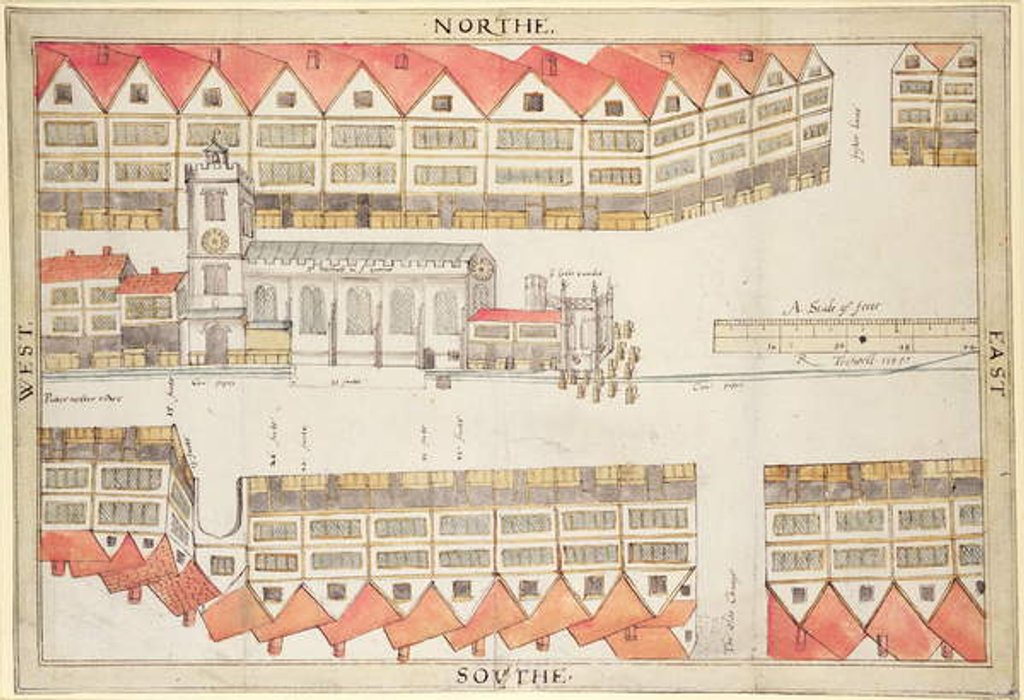 Detail of Map of Cheapside, London, 1585 by Ralph Treswell