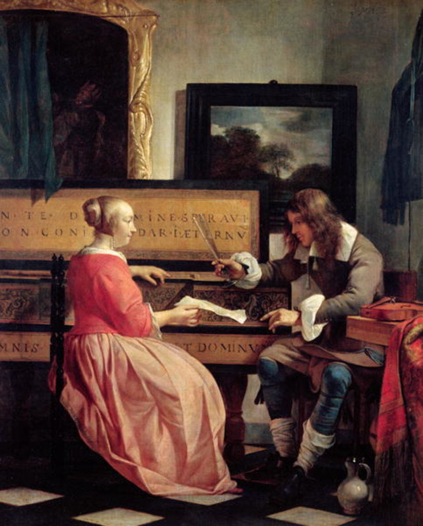 Detail of A Man and a Woman Seated by a Virginal, c.1665 by Gabriel Metsu