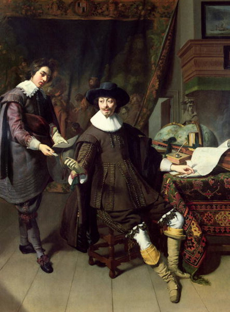 Detail of Constantijn Huygens and his clerk, 1627 by Thomas de Keyser