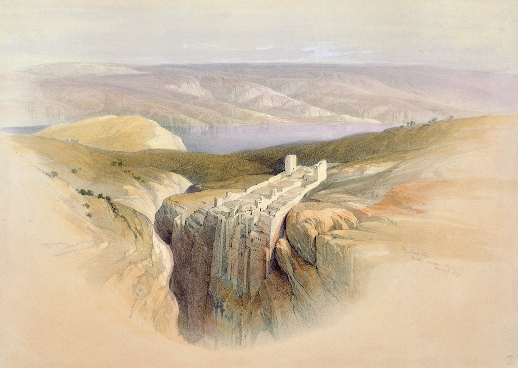 Detail of he Dead Sea looking towards Moab, April 4th 183 by David Roberts