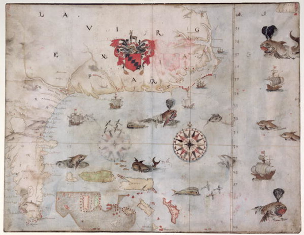 Detail of Map of Eastern North America: Florida to Chesapeake Bay by John White