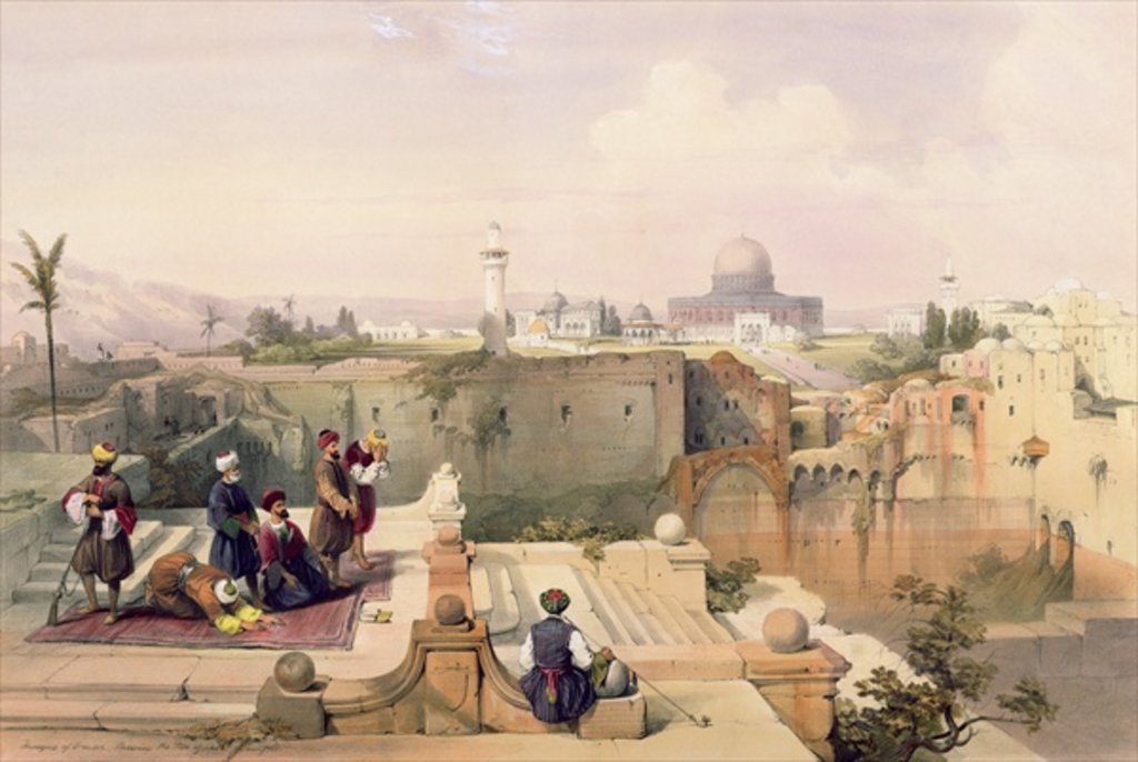 Detail of Mosque of Omar showing the Site of the Temple, plate 8 from Volume I of 'The Holy Land' engraved by Louis Haghe, published in 1842 by David (after) Roberts