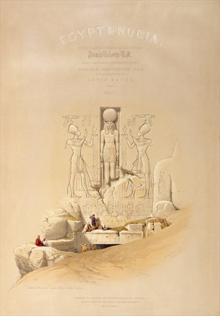Detail of The Entrance to the Great Temple of Aboo Simble, Nubia, titlepage of Volume I of 'Egypt and Nubia' by David Roberts