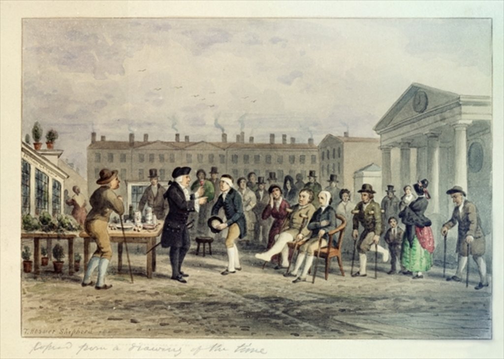 Detail of The Quack Doctor, 1857 by Thomas Hosmer Shepherd