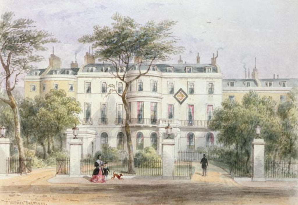 Detail of West front of Sir Robert Peel's House in Privy Garden 1851 by Thomas Hosmer Shepherd