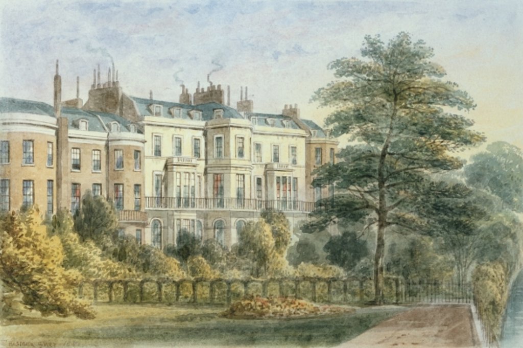 Detail of East front of Sir Robert Peel's House in Privy Garden 1851 by Thomas Hosmer Shepherd