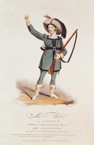 Detail of Thomas Simpson Cooke as Adolph in Weber's 'Der Freischutz', 1825 by John W. Gear