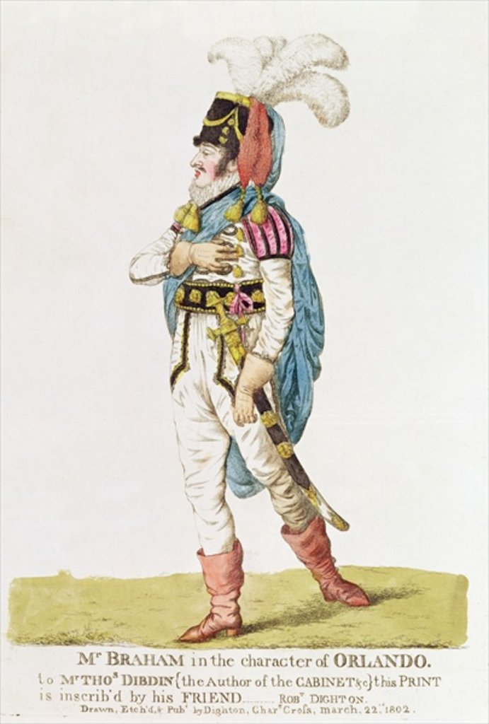 Detail of M.John Braham the character of Orlando, 1802 by Robert Dighton