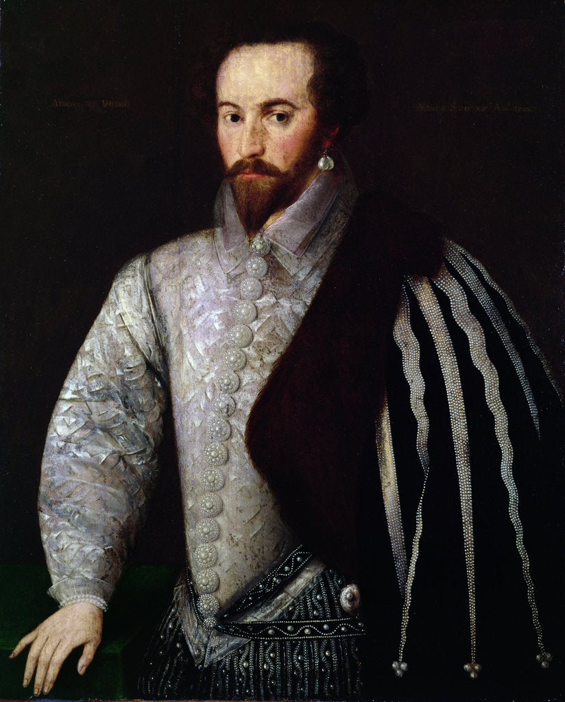 Detail of Portrait of Sir Walter Raleigh, 1588 by English School