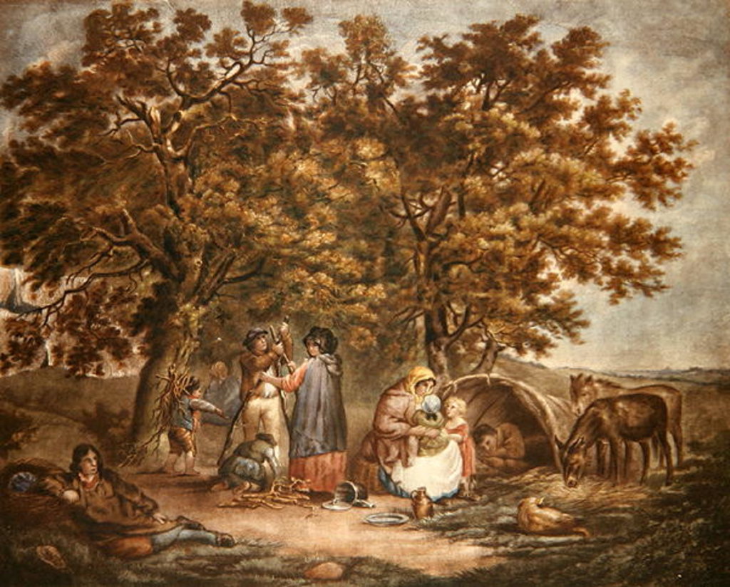 Detail of The Gipsies Tent, engraved by Joseph Grozar by George (after) Morland