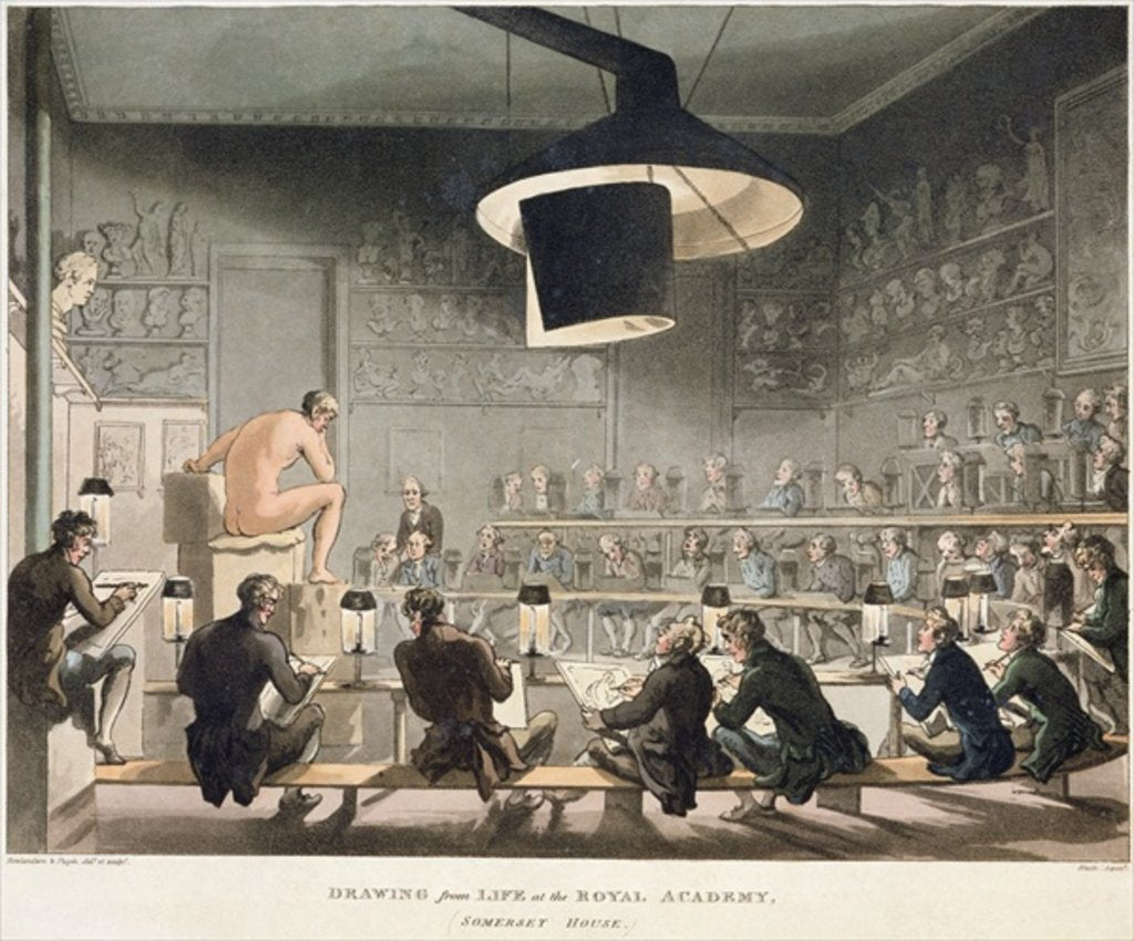 Detail of Drawing from Life at the Royal Academy by T. & Pugin A.C. Rowlandson