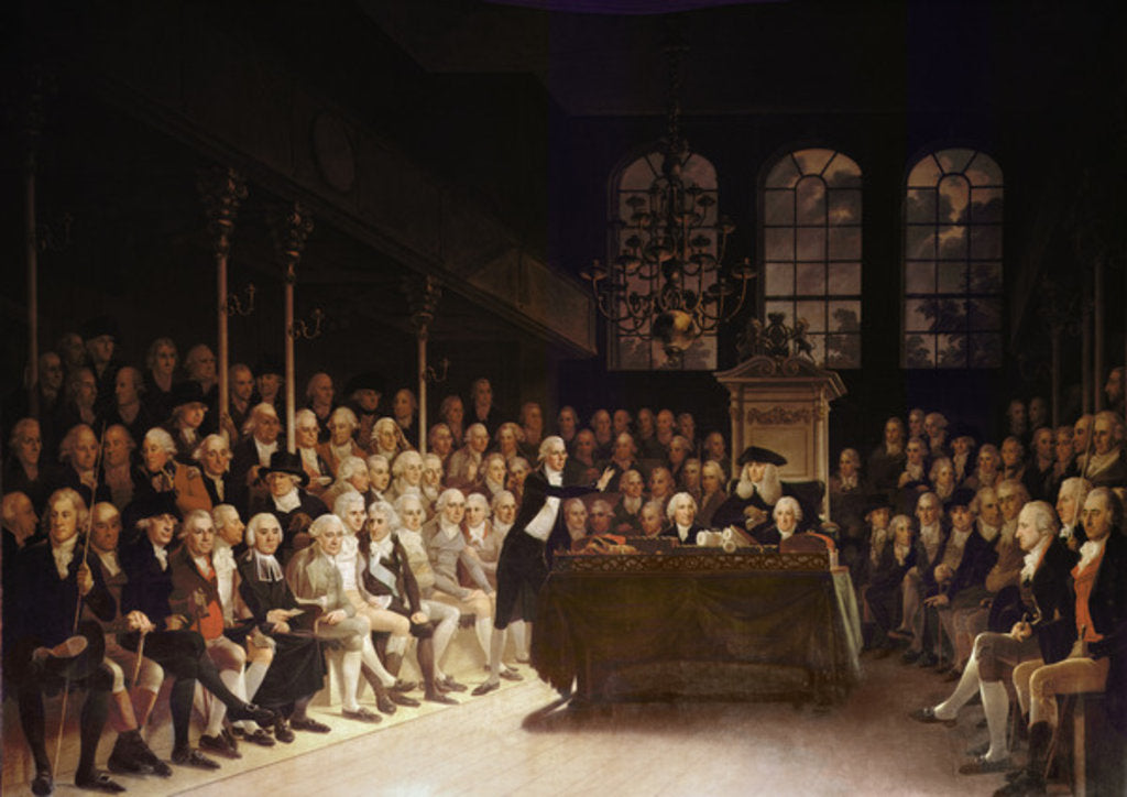 Detail of William Pitt addressing the House of Commons on the French Declaration of Wars 1793 by Anton Hickel