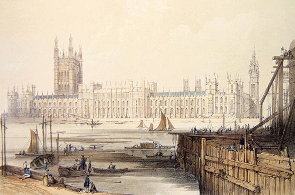 Detail of The New Houses of Parliament by Thomas Colman (after) Dibdin