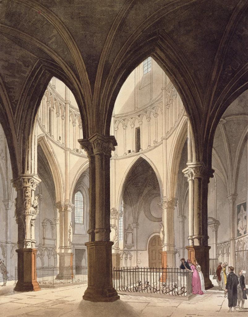 Detail of Temple Church, 1809 by T. & Pugin A.C. Rowlandson