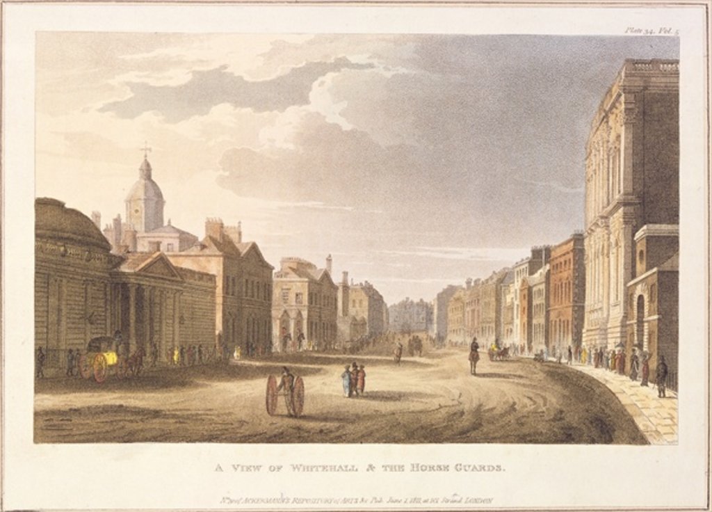 Detail of A View of Whitehall and The Horse Guards, from Ackermann's Repository of Arts, 1st June 1811 by English School