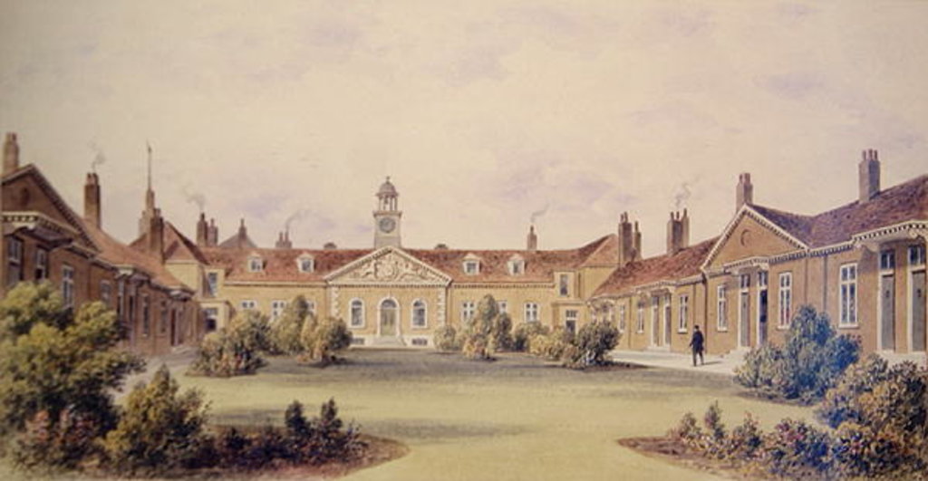 Detail of Emanuel Hospital, Tothill Fields, 1850 by Thomas Hosmer Shepherd