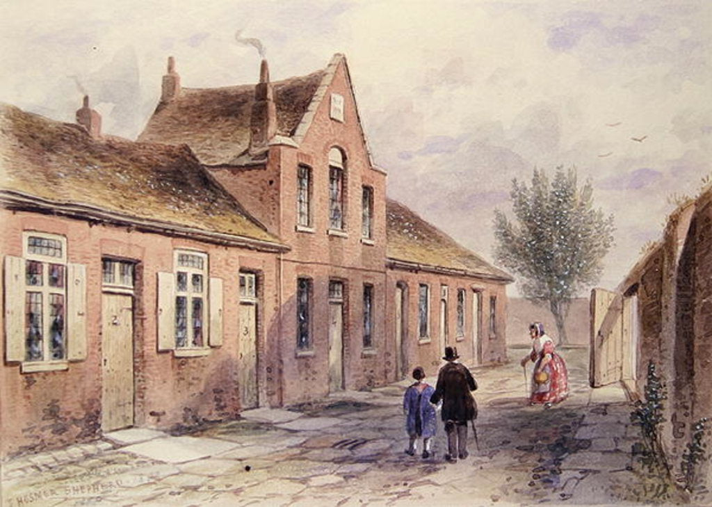 Detail of Witcher's Alms Houses Tothill Fields, 1850 by Thomas Hosmer Shepherd