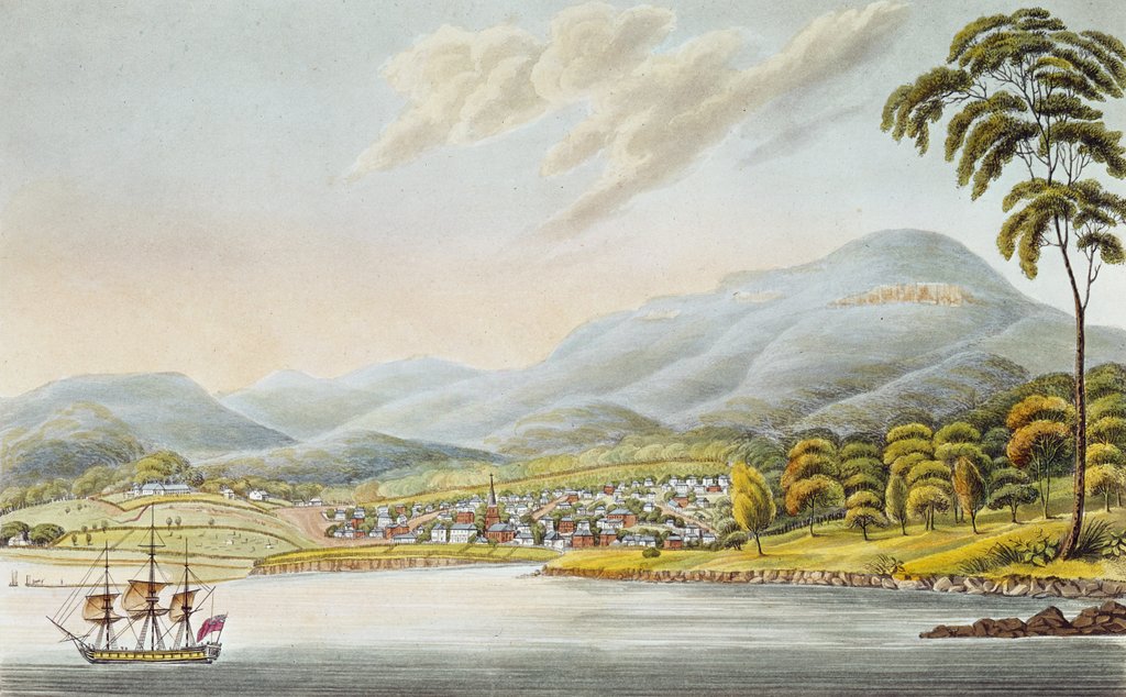 Detail of View of Hobart Town, 1824 by Joseph Lycett