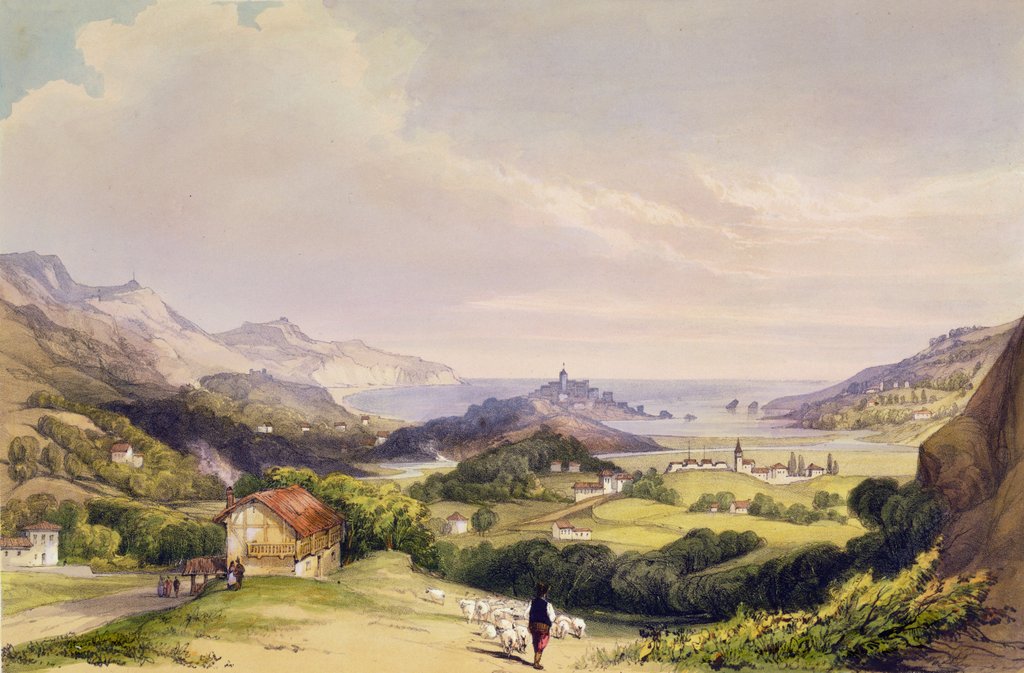 Detail of Carlist Fort El Parque with Fuentarabia and mouth of the Bidassoa, 1838 by Henry Wilkinson