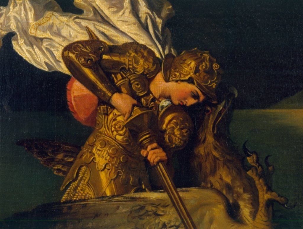 Detail of Ruggiero Rescuing Angelica by Jean Auguste Dominique Ingres