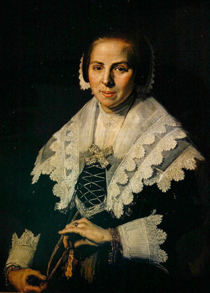 Detail of Portrait of a Woman with a Fan, 1640 by Frans Hals