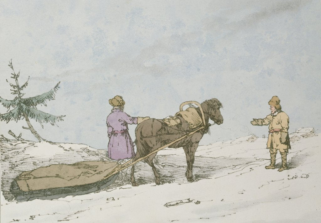 Detail of Finland Sledge, 1803 by John Augustus Atkinson