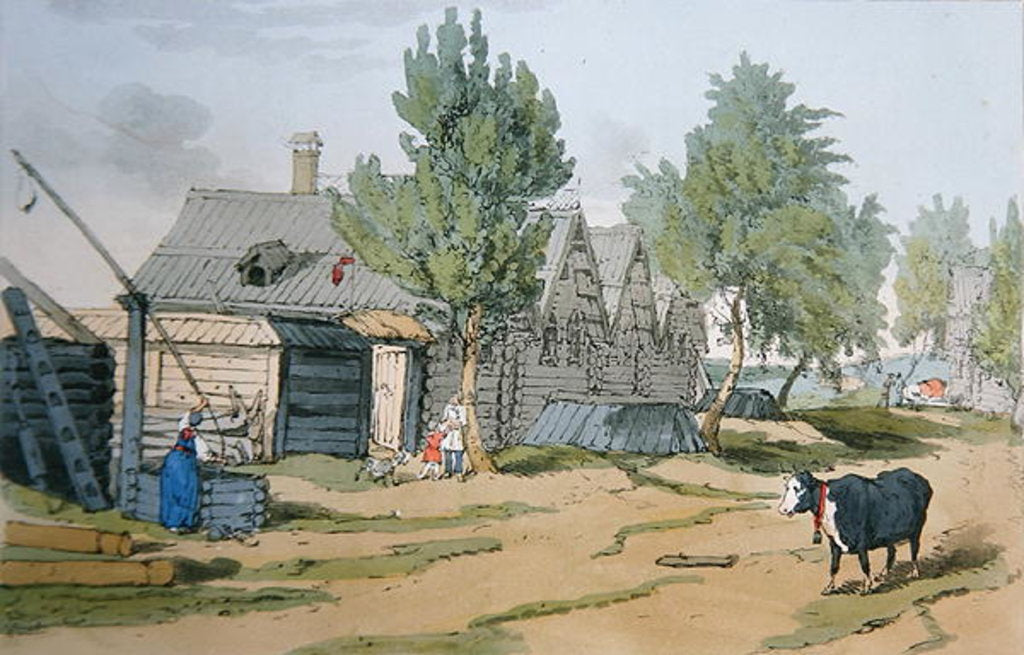 Detail of A Russian Village, 1804 by John Augustus Atkinson