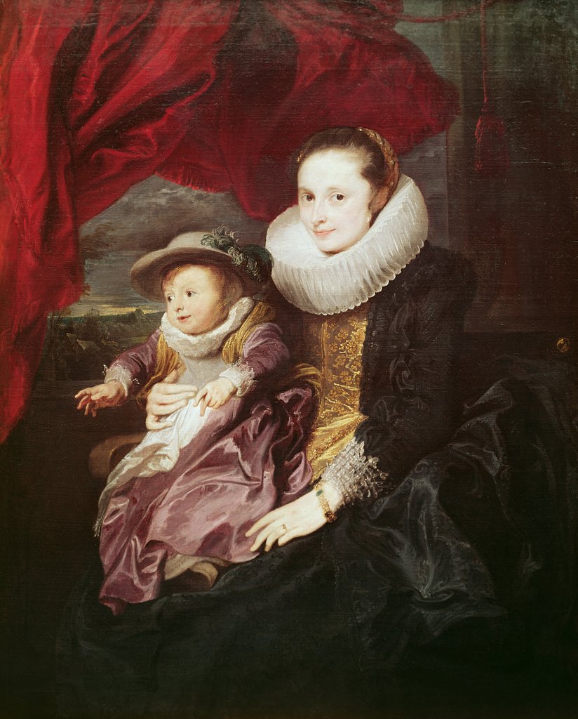 Detail of Portrait of a Woman and Child by Anthony van Dyck