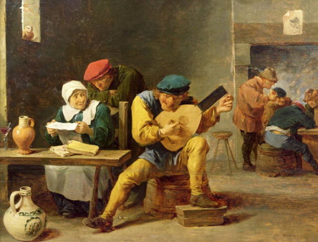 Detail of Peasants Making Music in an Inn, c.1635 by David the Younger Teniers