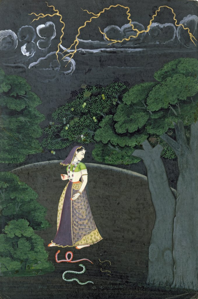 Detail of A lady on her way to a tryst, Guler, c.1760 by Indian School